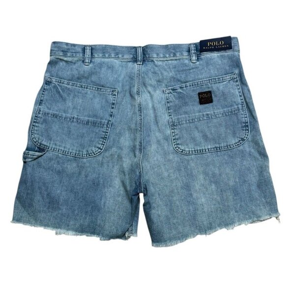 Polo Ralph Lauren Sz 36 Men’s Shorts Carpenter Jean Blue Denim Retro Style New - Picture 2 of 6